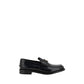 Prada Black Leather Logo Loafers - Front view