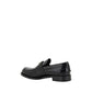 Prada Black Leather Logo Loafers - Back view