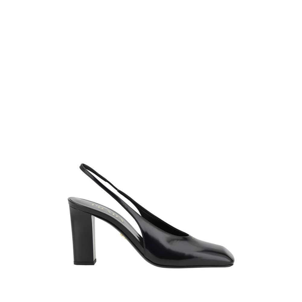 Prada Black Calf Leather Pumps - Front view