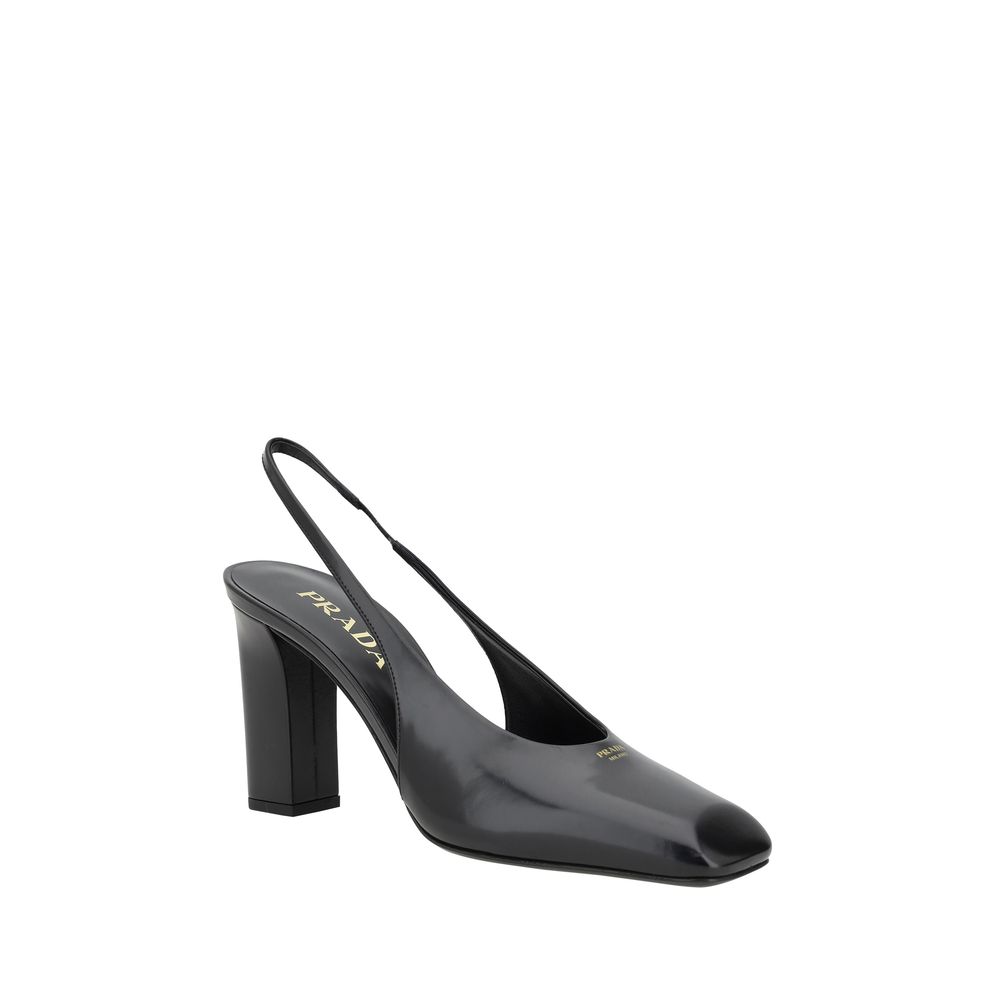 Prada Black Calf Leather Pumps - Side view