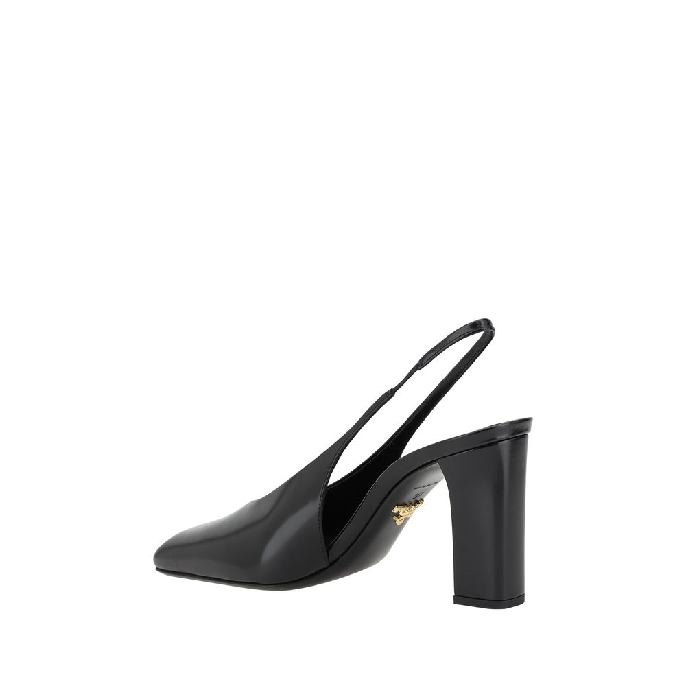 Prada Black Calf Leather Pumps - Back view