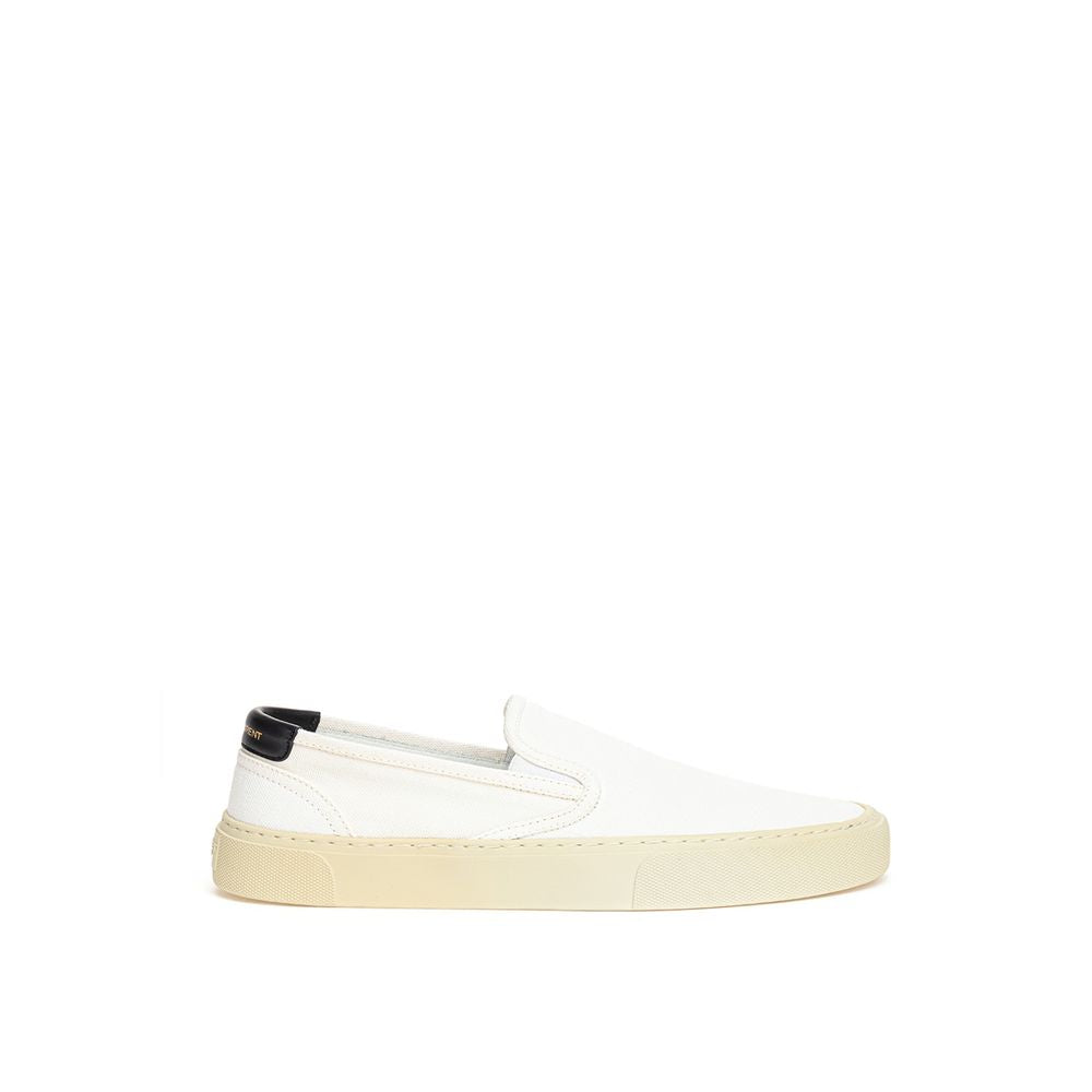 Saint Laurent White Cotton Low Top Sneakers - Front view