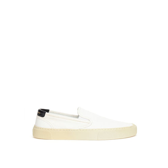 Saint Laurent White Cotton Low Top Sneakers - Front view