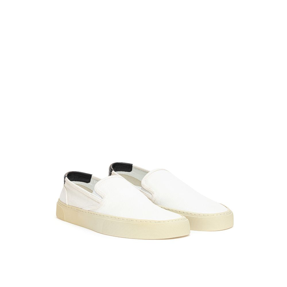Saint Laurent White Cotton Low Top Sneakers - Side view