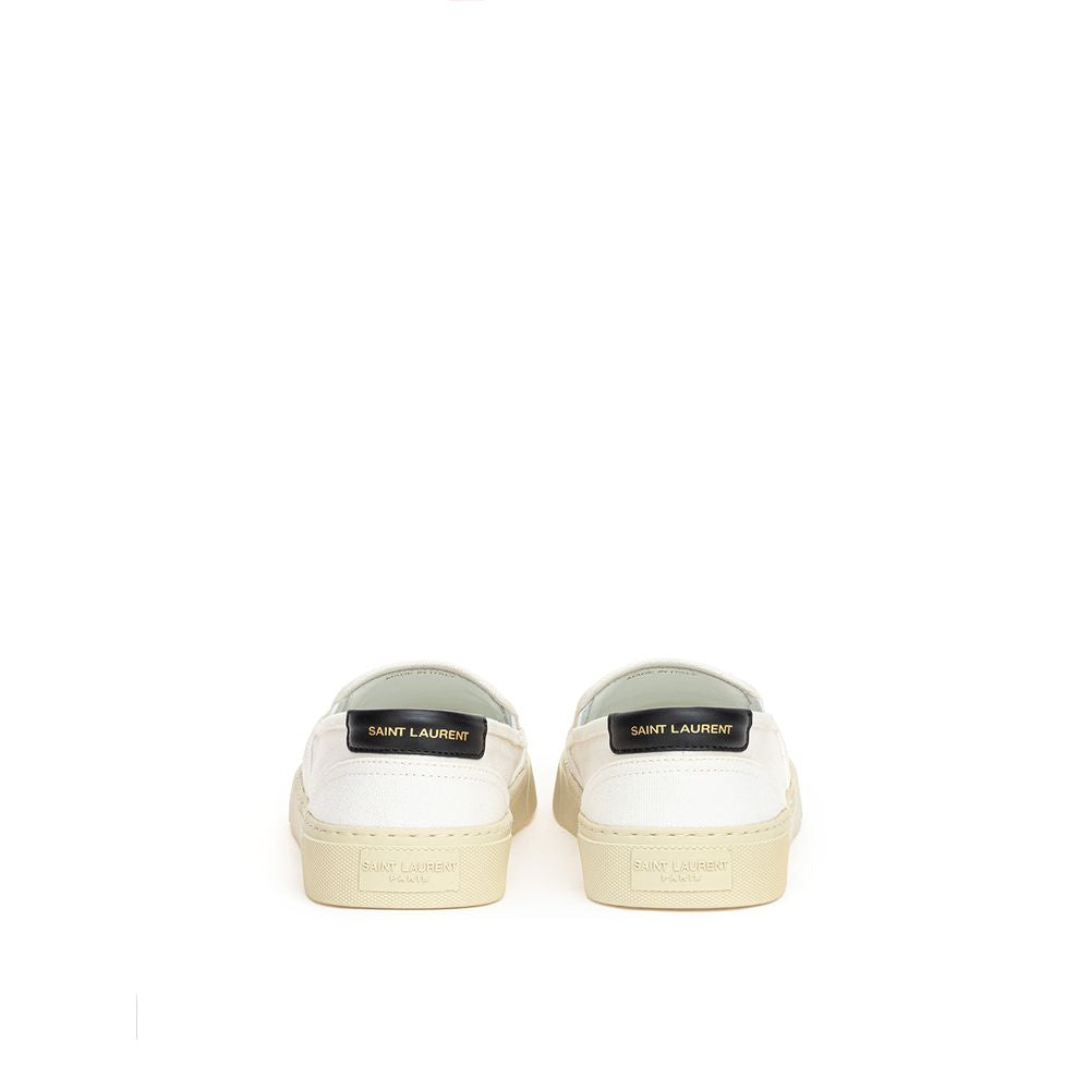 Saint Laurent White Cotton Low Top Sneakers - Back view
