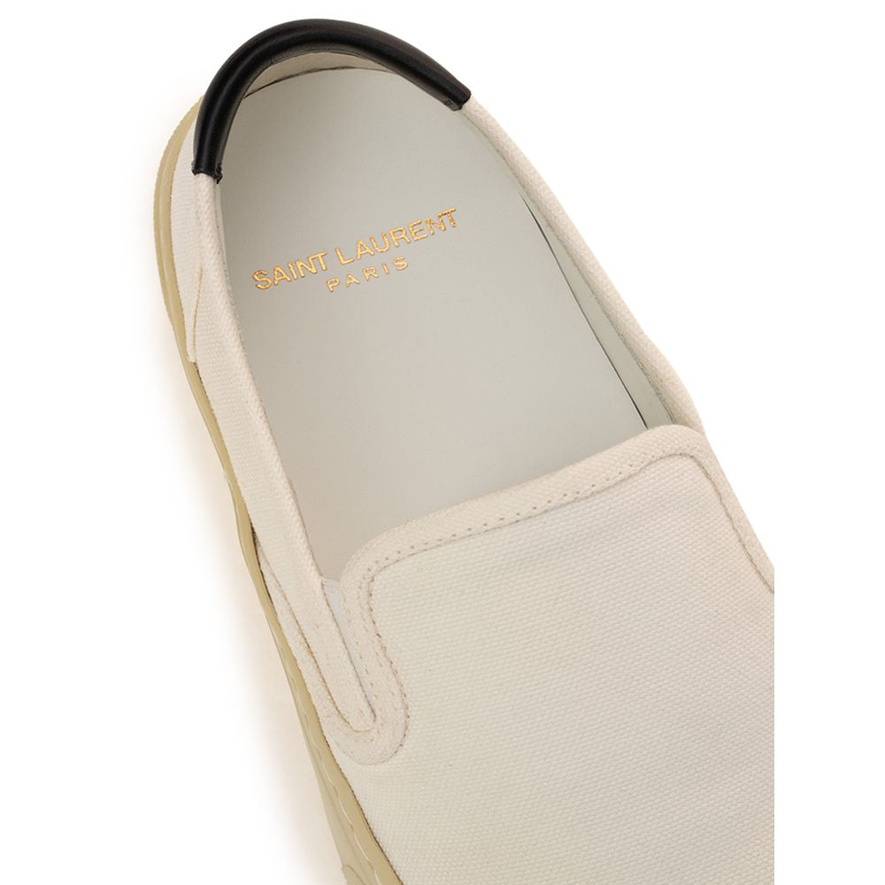 Saint Laurent White Cotton Low Top Sneakers - Close-up view