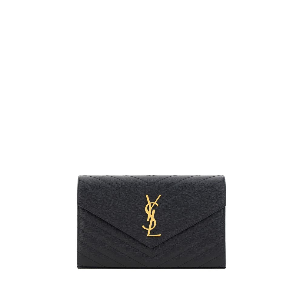 Saint Laurent Black Calf Leather Shoulder Bag - AW26 22x14cm - Front view