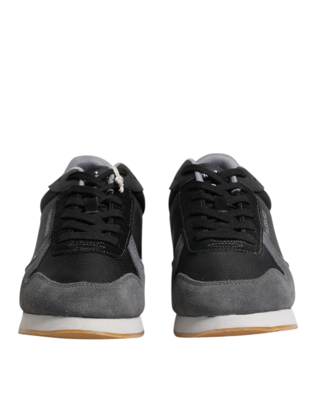 Trussardi Black Gray Lace Up Low Top Casual Sneakers Shoes - Front view