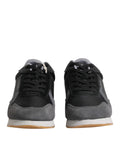 Trussardi Black Gray Lace Up Low Top Casual Sneakers Shoes - Front view