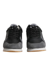 Trussardi Black Gray Lace Up Low Top Casual Sneakers Shoes - Front view