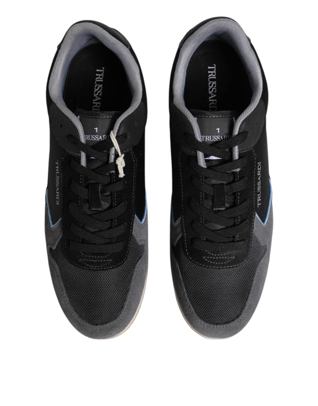 Trussardi Black Gray Lace Up Low Top Casual Sneakers Shoes - Side view