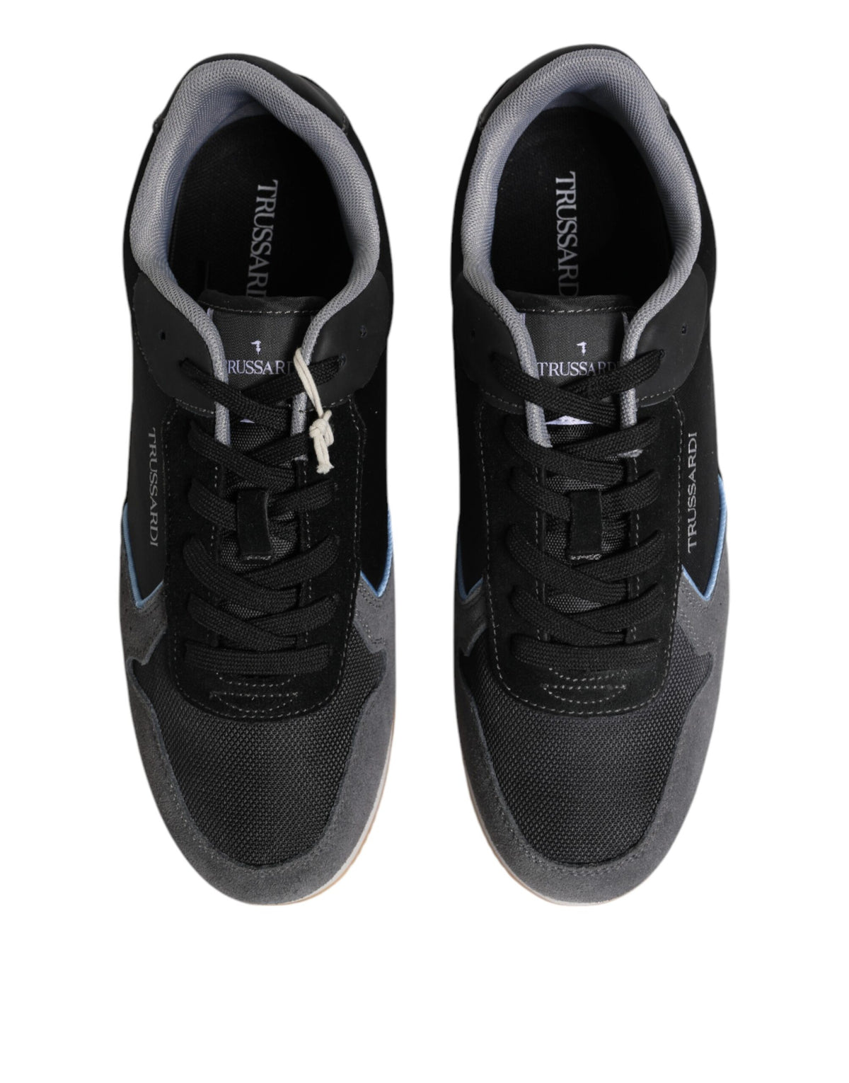 Trussardi Black Gray Lace Up Low Top Casual Sneakers Shoes - Side view