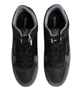 Trussardi Black Gray Lace Up Low Top Casual Sneakers Shoes - Side view