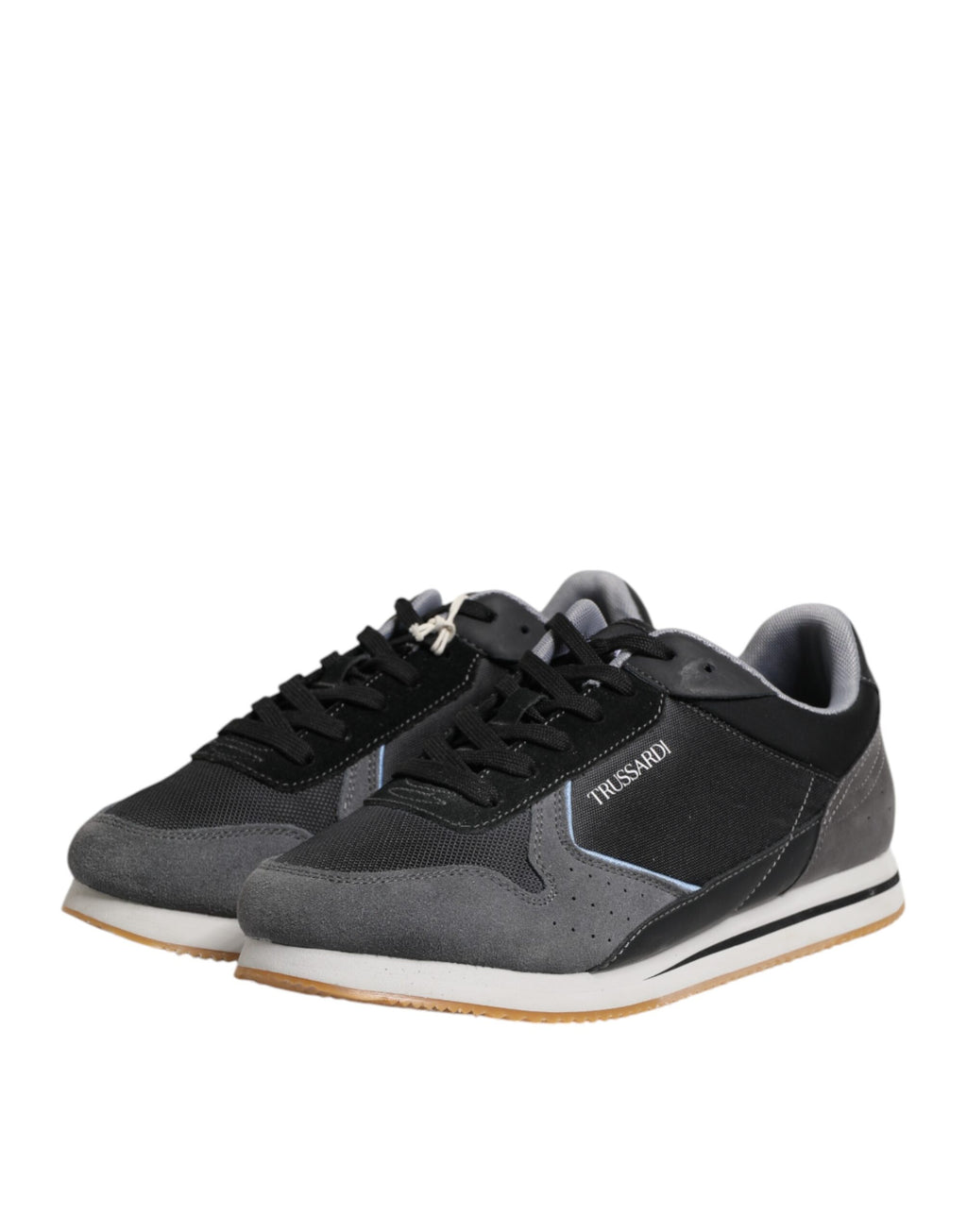 Trussardi Black Gray Lace Up Low Top Casual Sneakers Shoes - Back view
