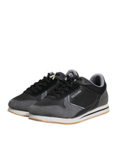 Trussardi Black Gray Lace Up Low Top Casual Sneakers Shoes - Back view