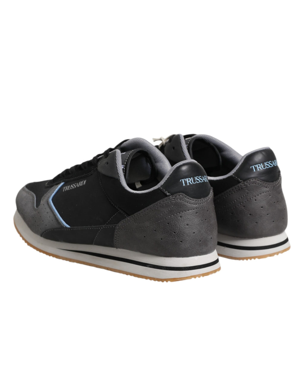 Trussardi Black Gray Lace Up Low Top Casual Sneakers Shoes - Detail view