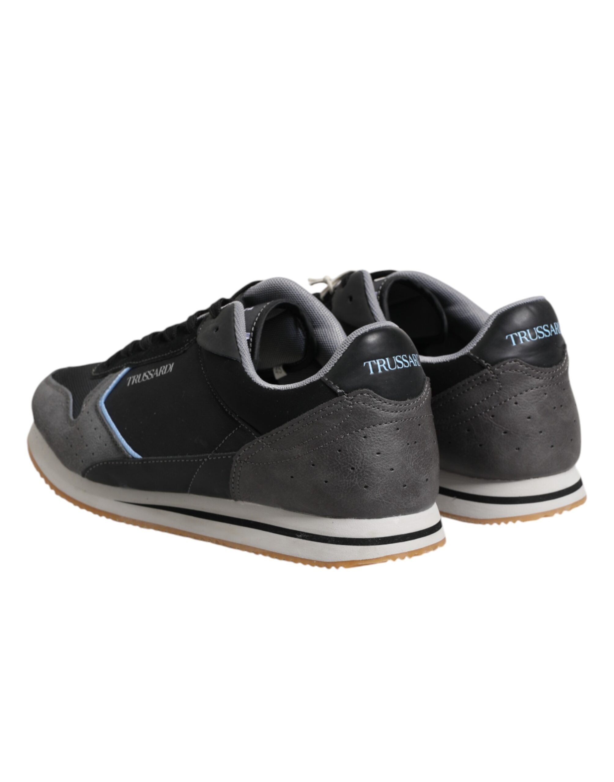 Trussardi Black Gray Lace Up Low Top Casual Sneakers Shoes - Detail view
