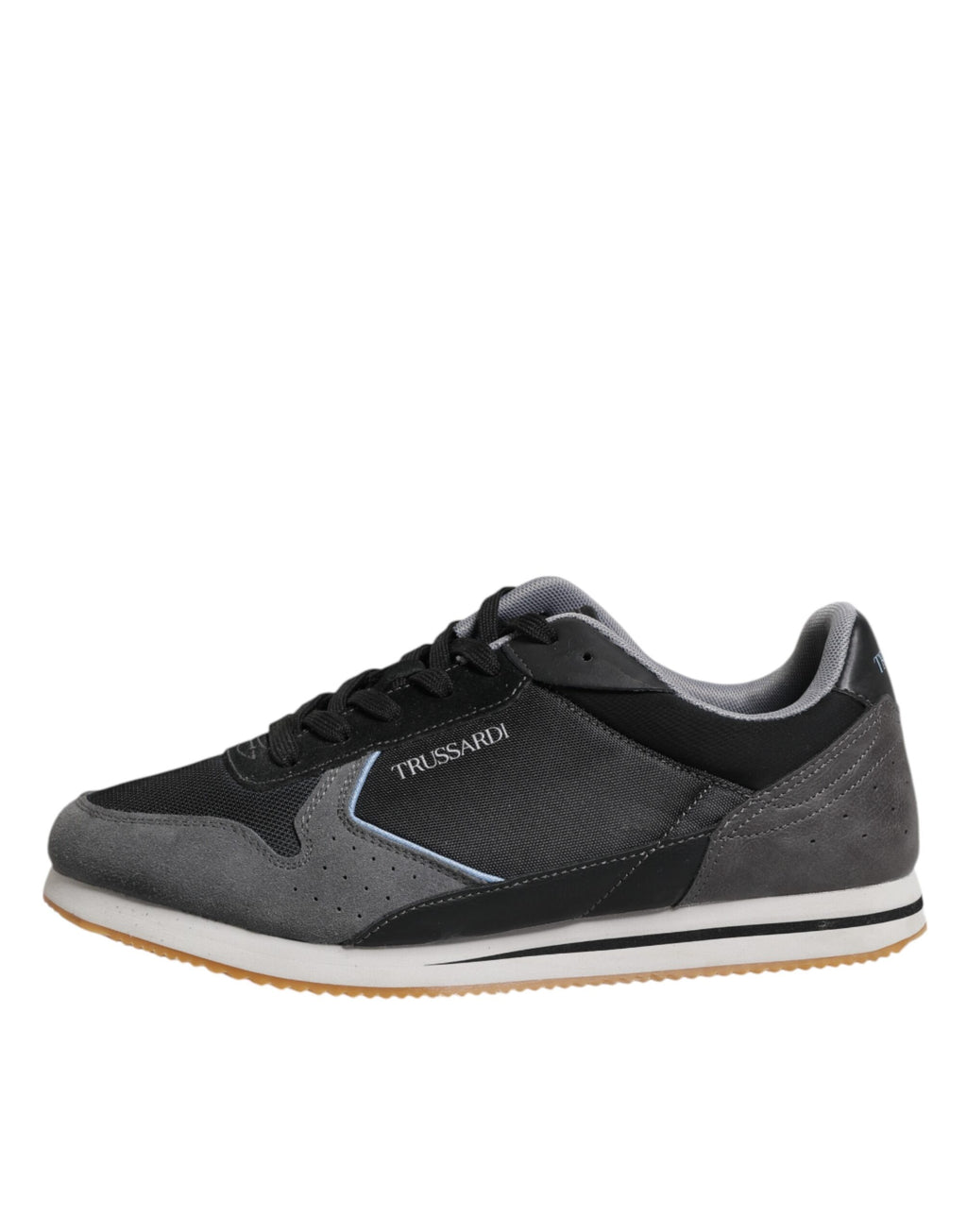 Trussardi Black Gray Lace Up Low Top Casual Sneakers Shoes - Close-up view
