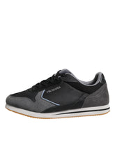 Trussardi Black Gray Lace Up Low Top Casual Sneakers Shoes - Close-up view