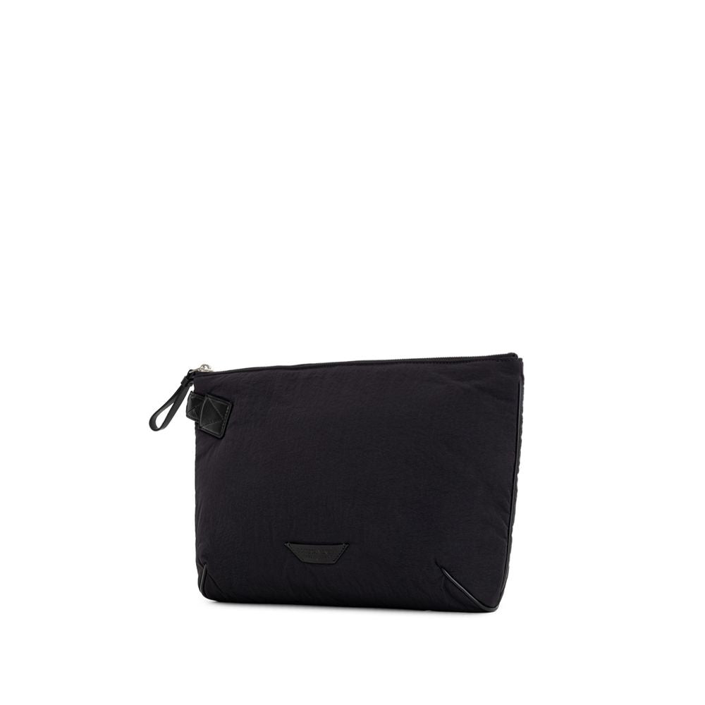 Bottega Veneta Black Nylon Clutch Bag - Back view