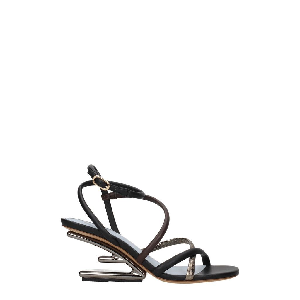 Fendi Multicolor Leather Flat Sandals - Front view