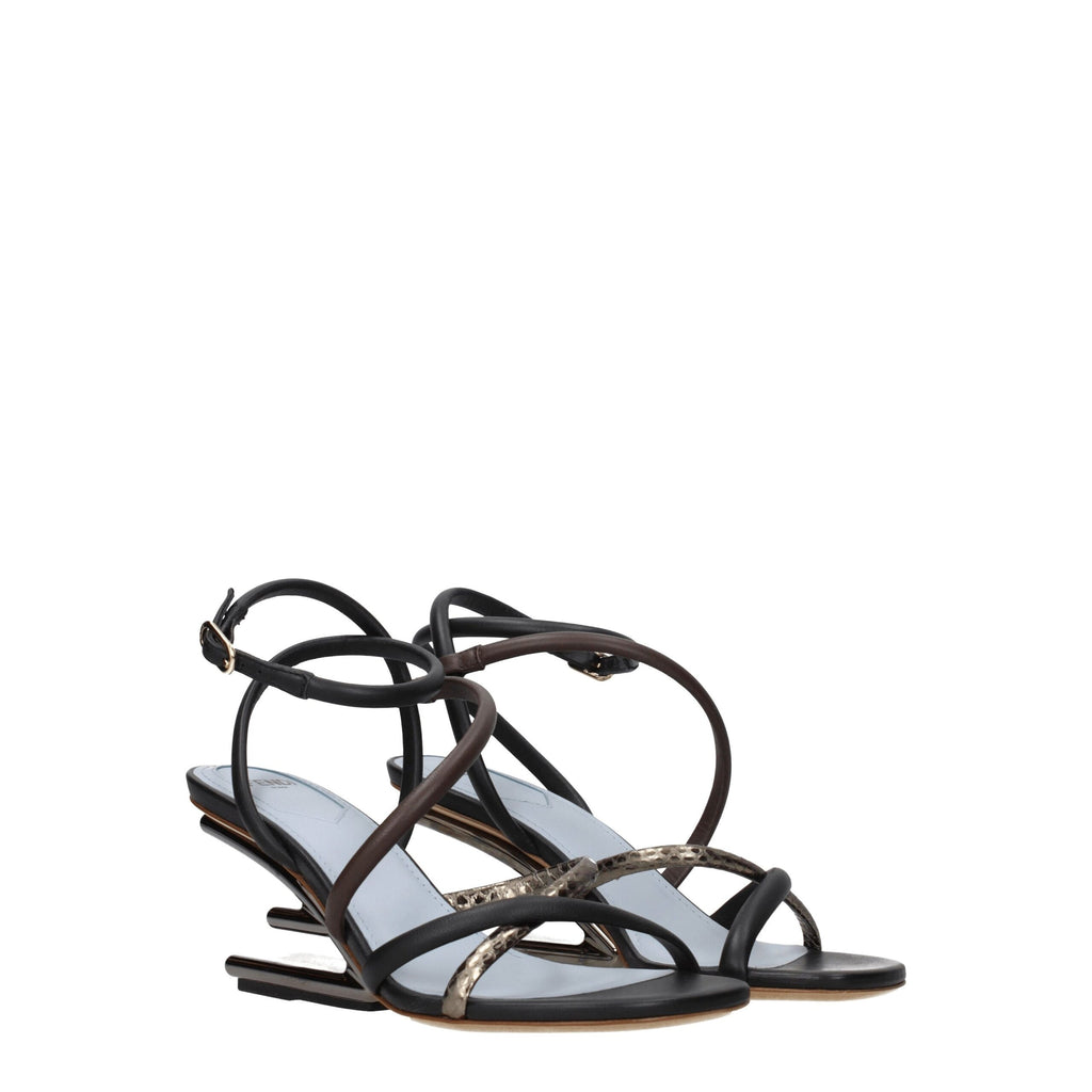 Fendi Multicolor Leather Flat Sandals - Side view