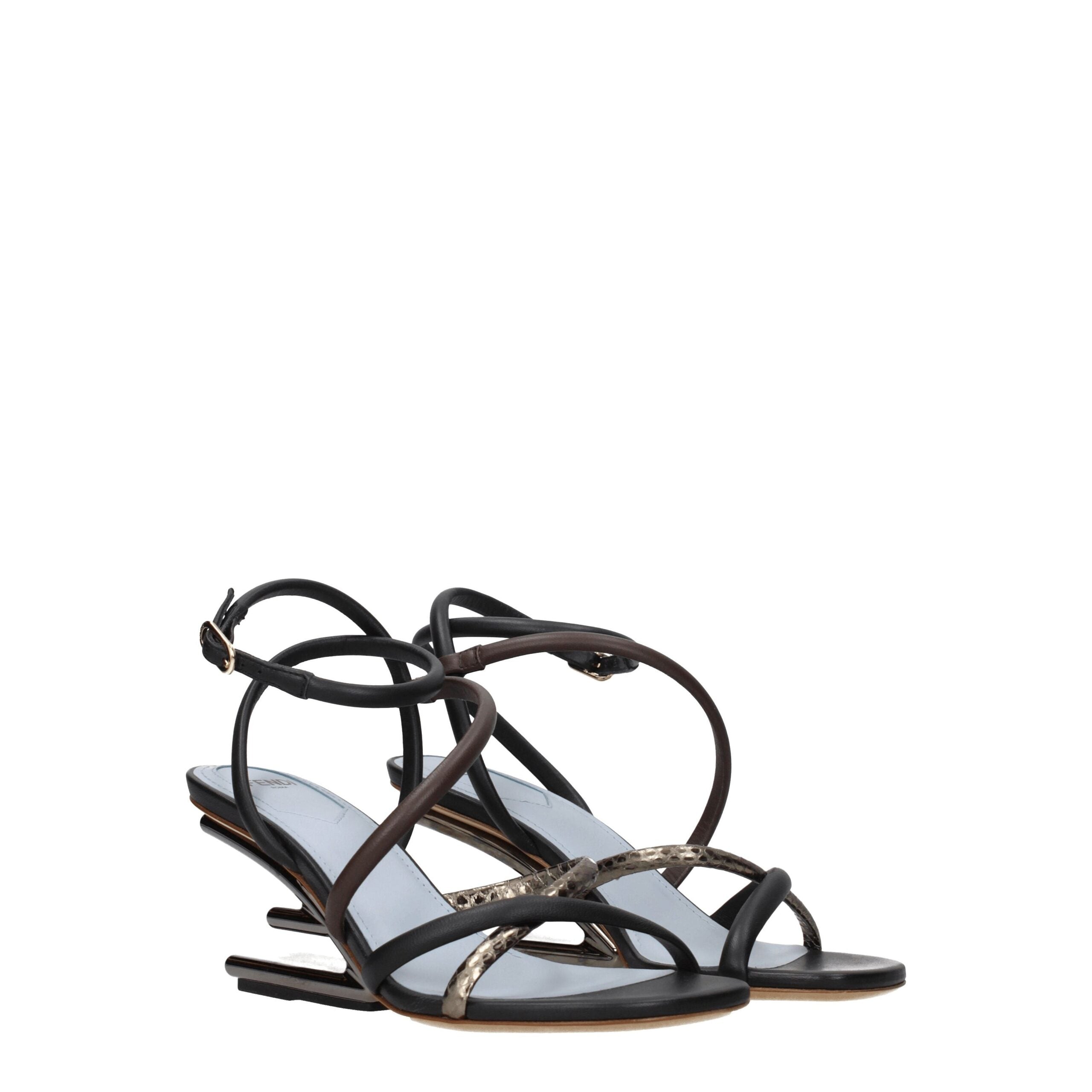Fendi Multicolor Leather Flat Sandals - Side view