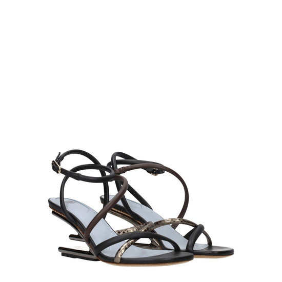 Fendi Multicolor Leather Flat Sandals - Side view