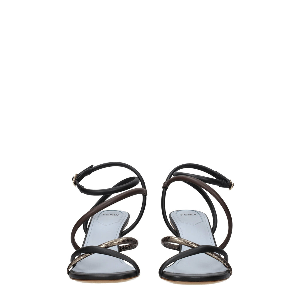 Fendi Multicolor Leather Flat Sandals - Back view