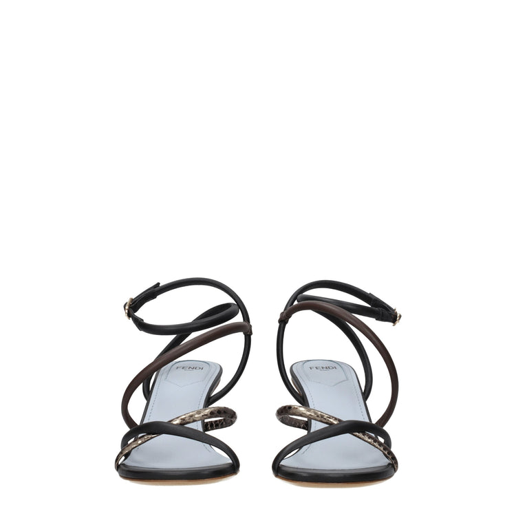 Fendi Multicolor Leather Flat Sandals - Back view