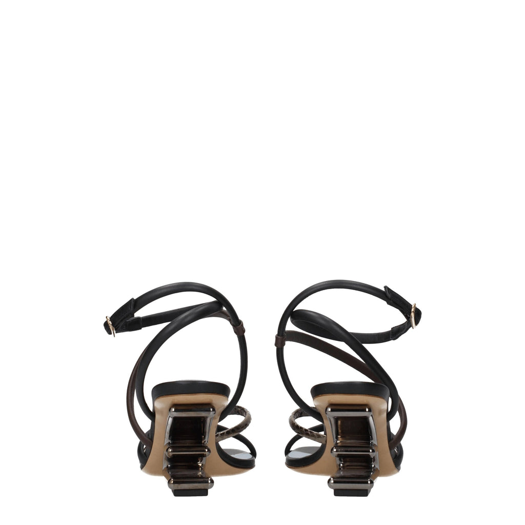 Fendi Multicolor Leather Flat Sandals - Close-up view
