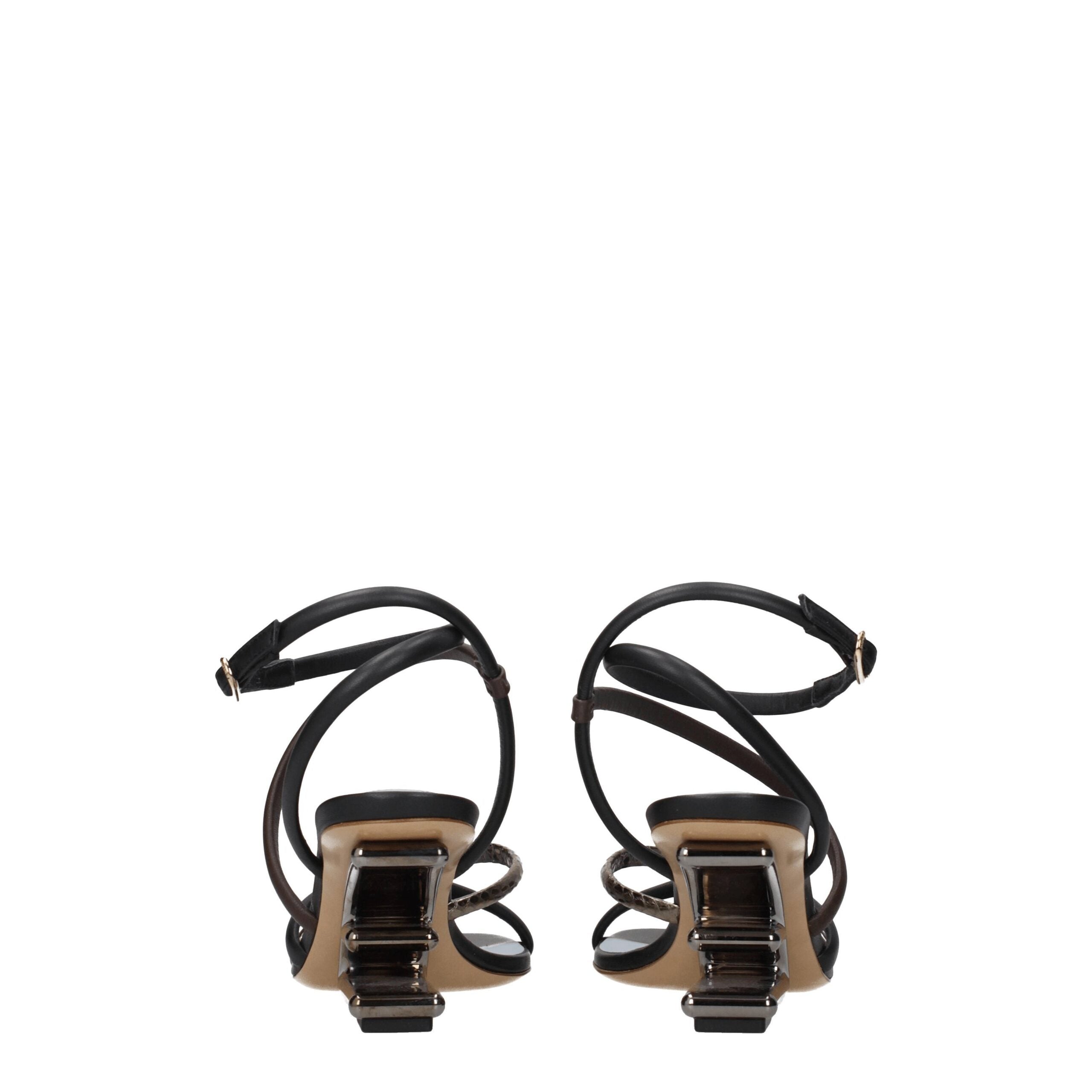Fendi Multicolor Leather Flat Sandals - Close-up view
