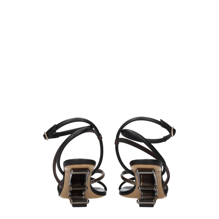 Fendi Multicolor Leather Flat Sandals - Close-up view