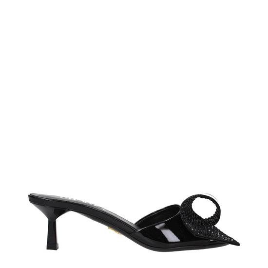 Prada Black Leather Sandals - Front view