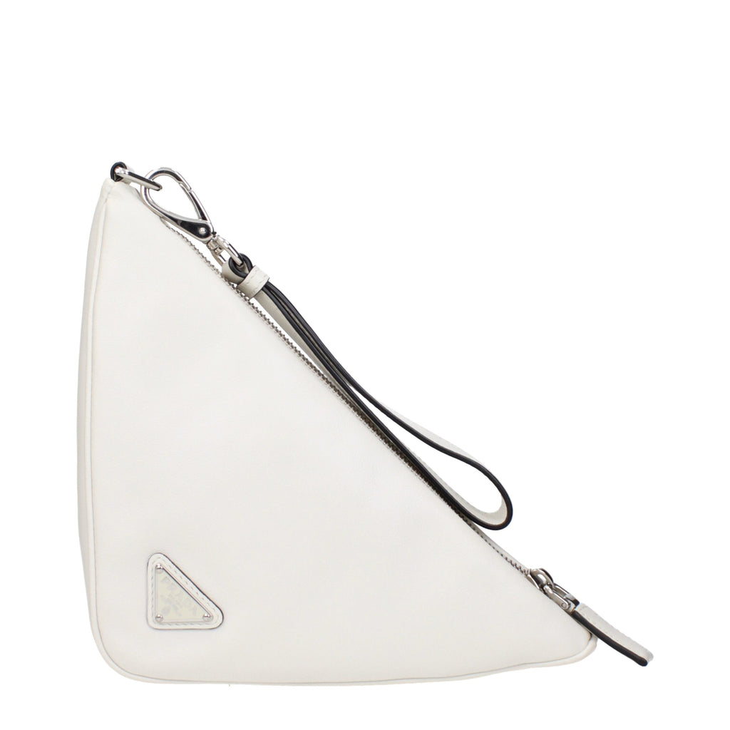 Prada White Leather Clutch Bag - Side view