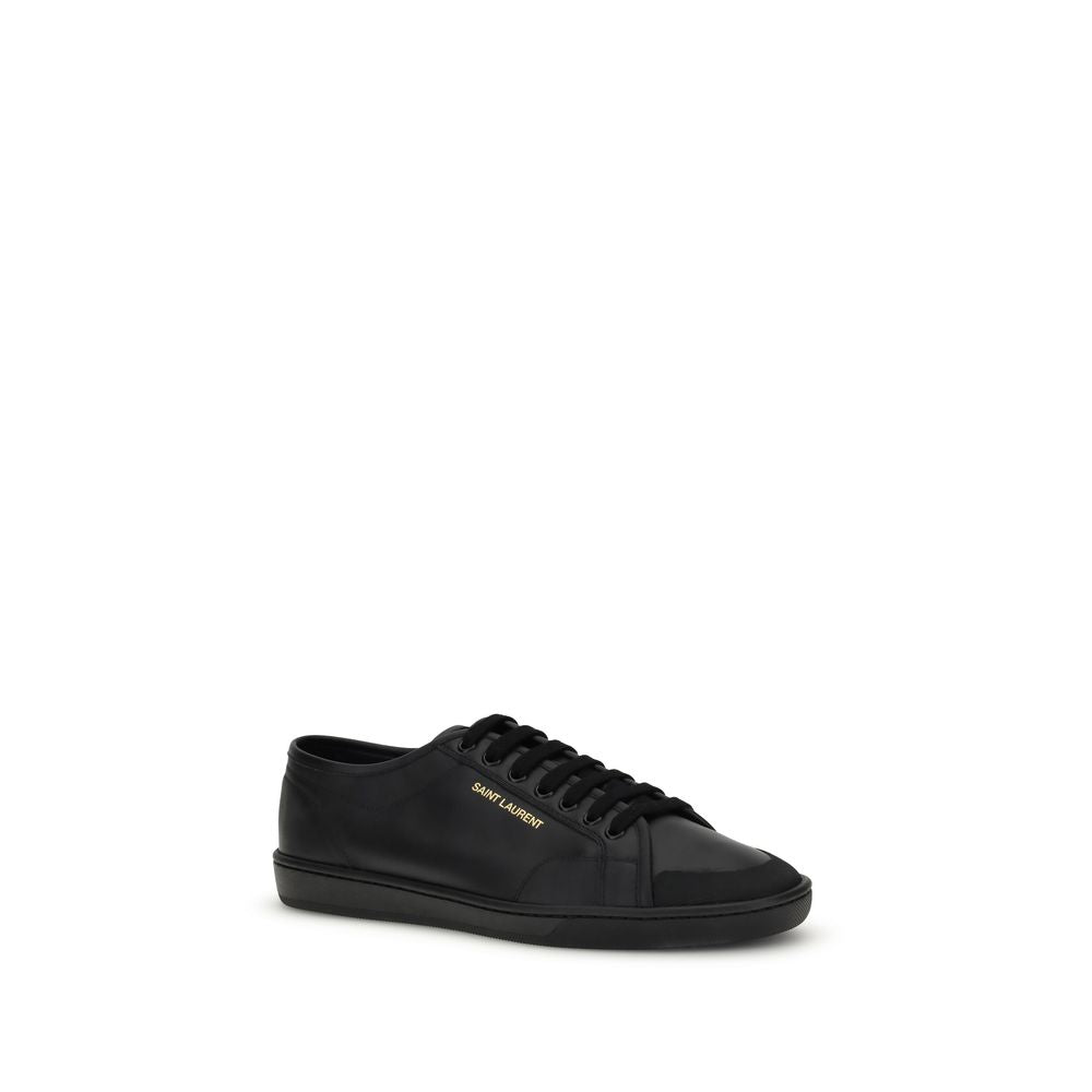 Saint Laurent Black Calf Leather Sneakers - Side view