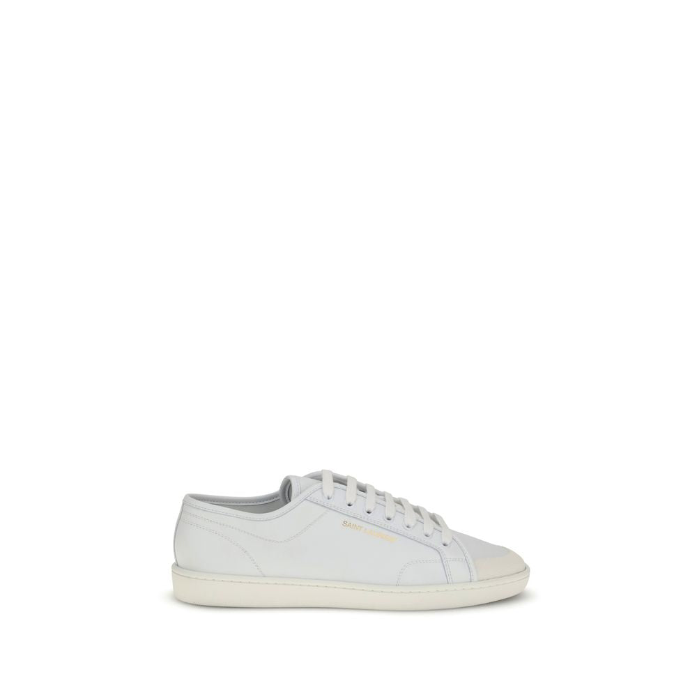 Saint Laurent White Calf Leather Low Top Sneakers - Front view