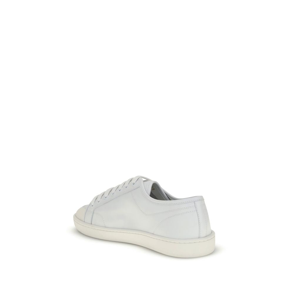 Saint Laurent White Calf Leather Low Top Sneakers - Back view