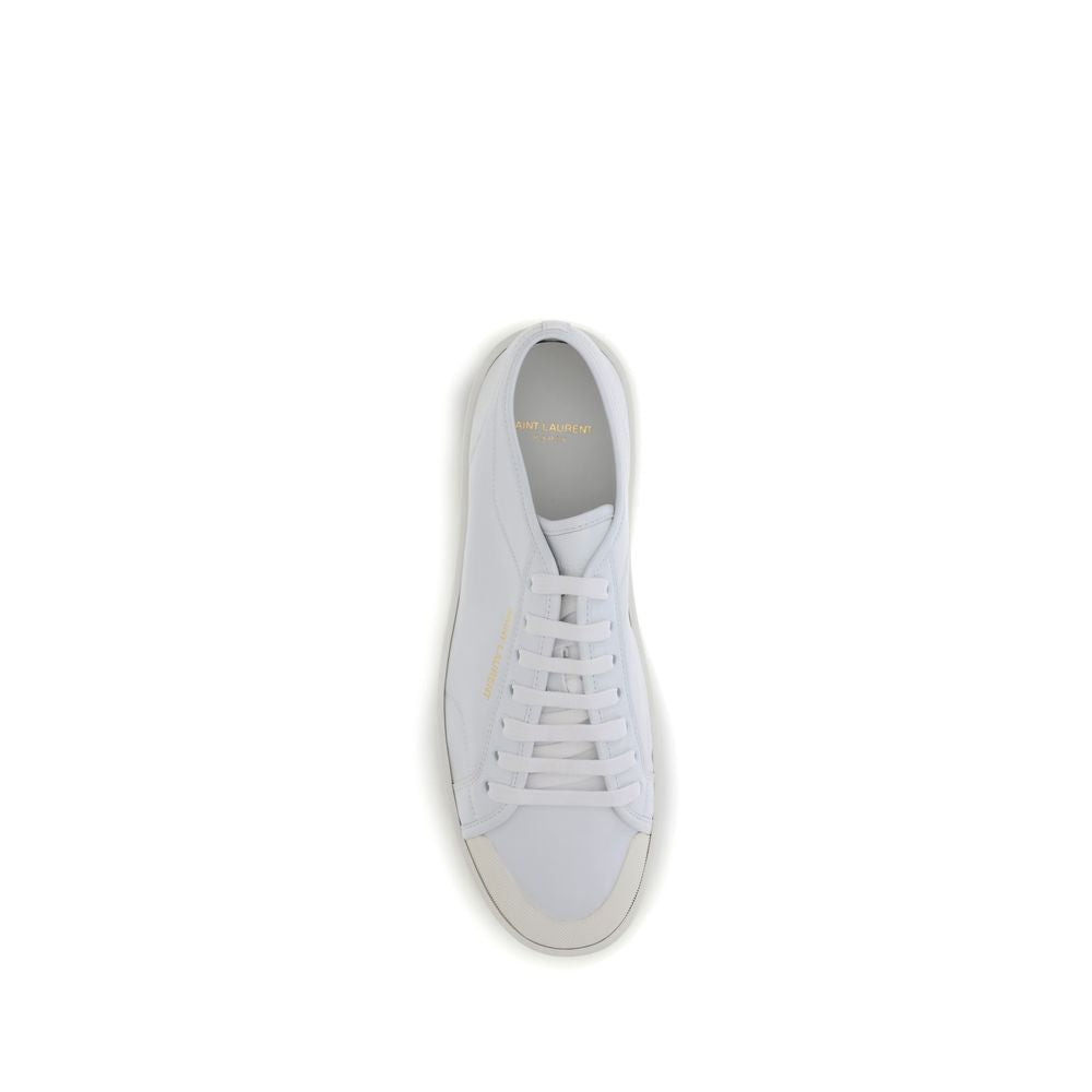 Saint Laurent White Calf Leather Low Top Sneakers - Detail view