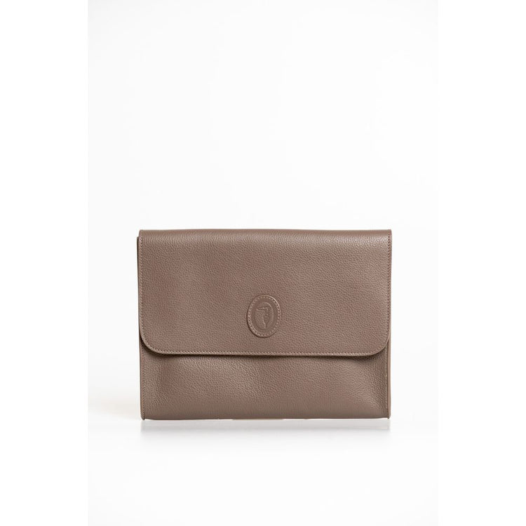 Trussardi Brown Polyester Men Clutch - Front view