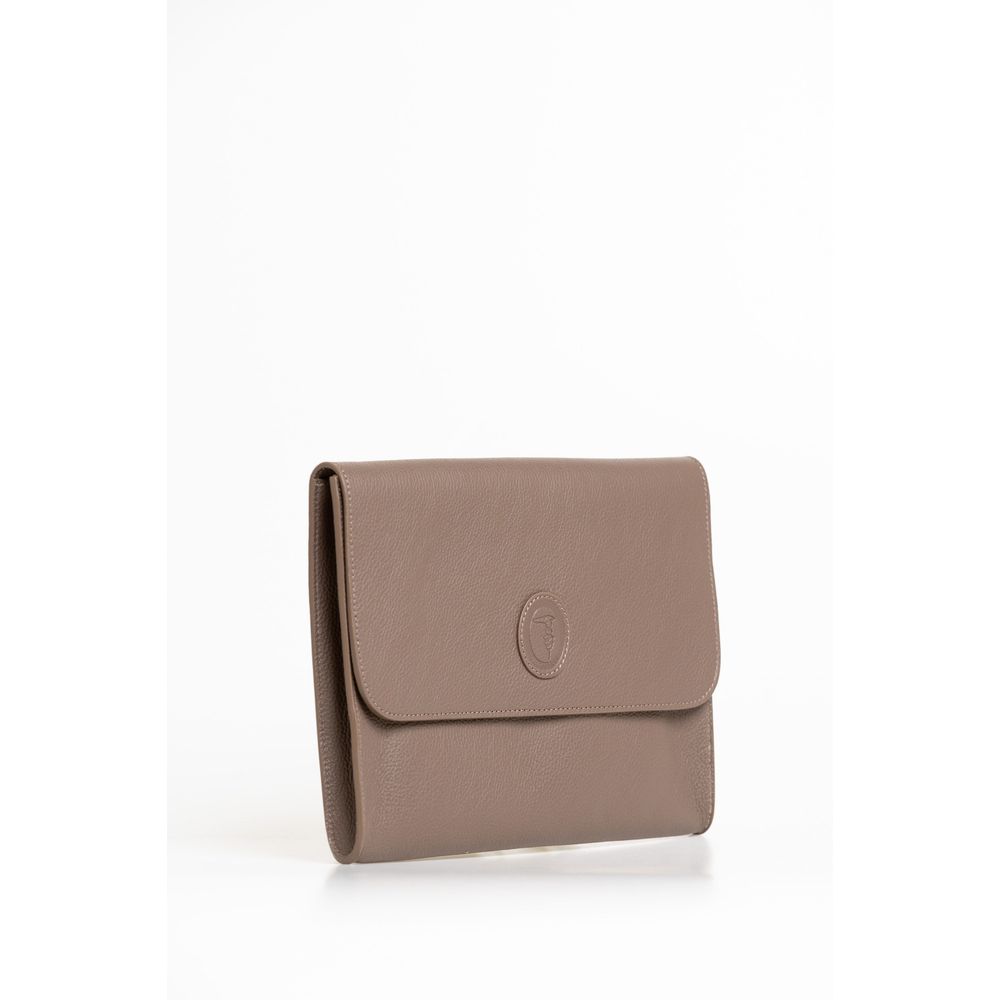 Trussardi Brown Polyester Men Clutch - Side view
