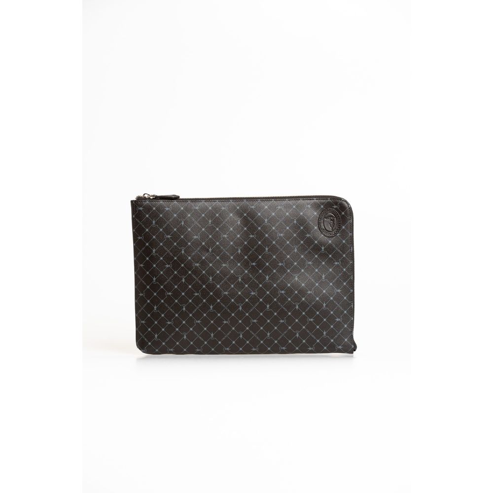 Trussardi Black Leather Men Clutch - Front view