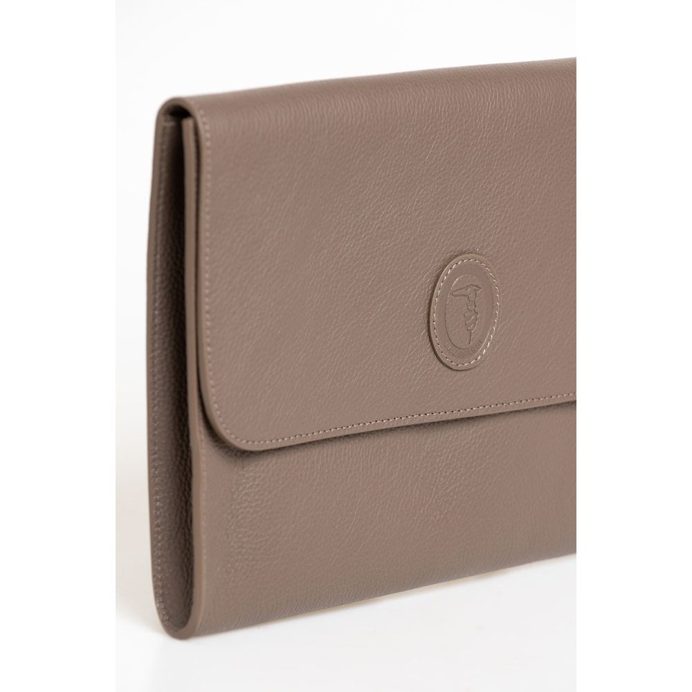 Trussardi Brown Polyester Men Clutch - Back view