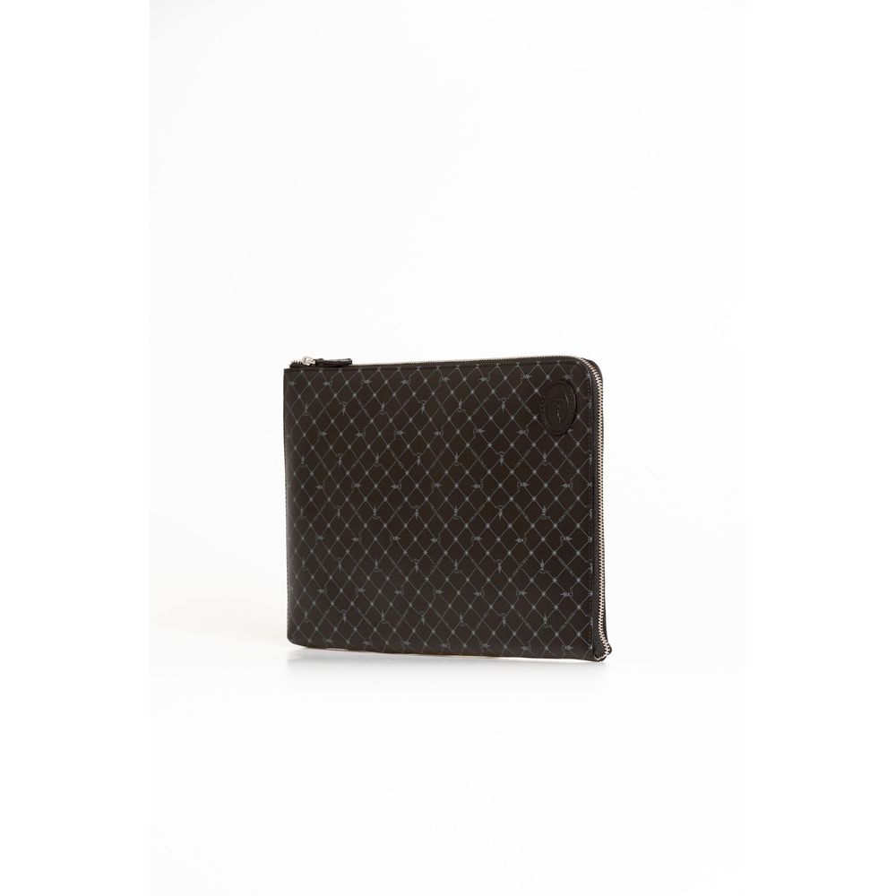 Trussardi Black Leather Men Clutch - Side view