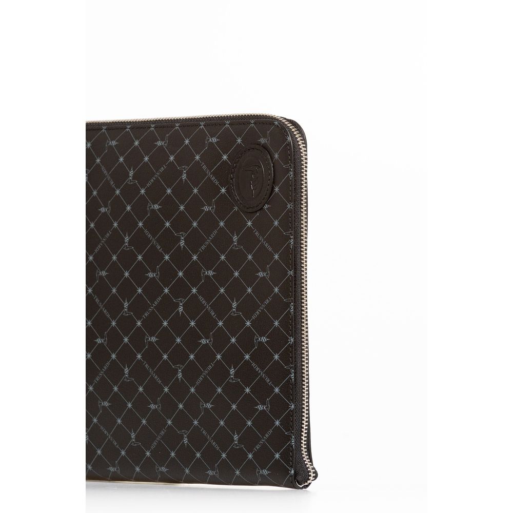Trussardi Black Leather Men Clutch - Back view