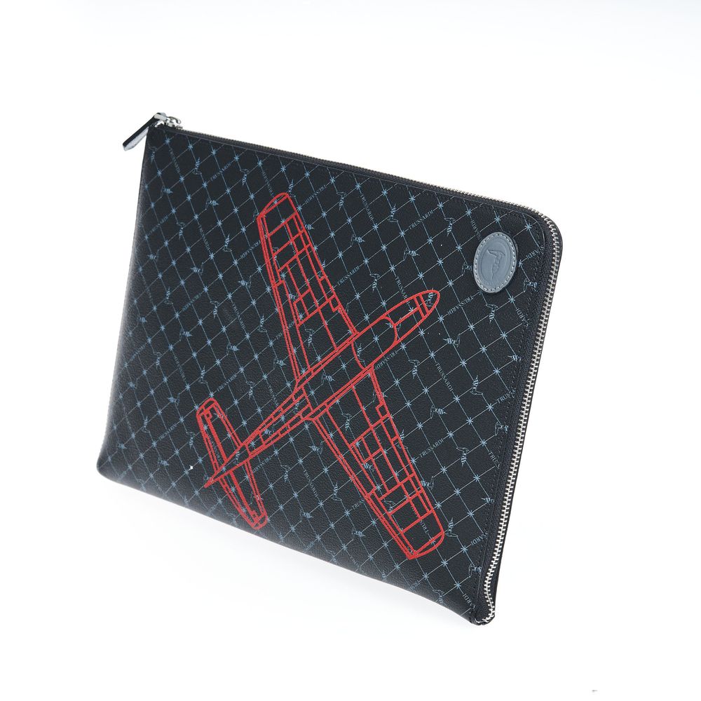 Trussardi Black Leather Clutch - Side view