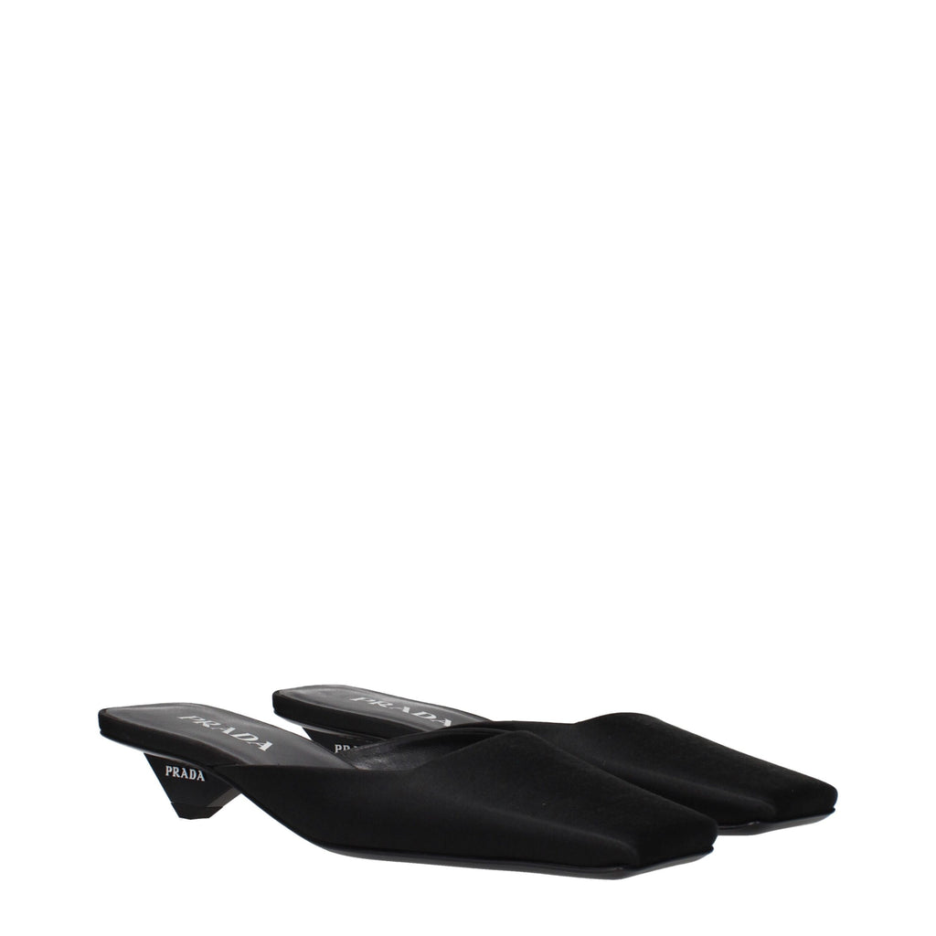 Prada Black Satin Flat Sandals - Side view