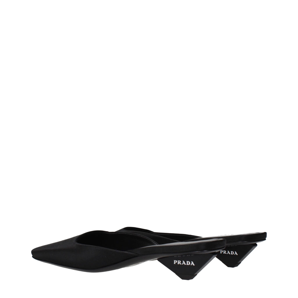 Prada Black Satin Flat Sandals - Detail view