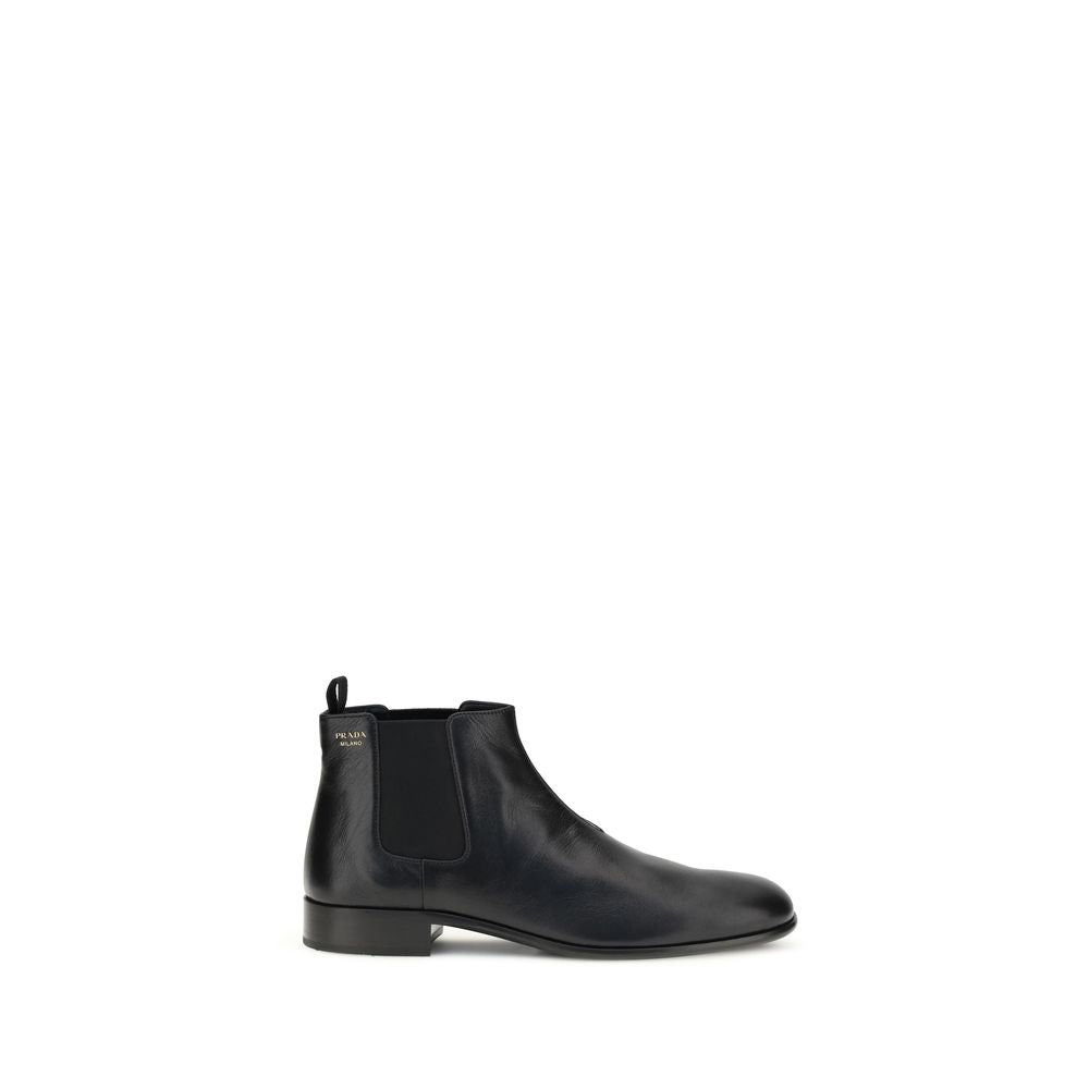 Prada Black Goatskin Ankle Boots - Front view