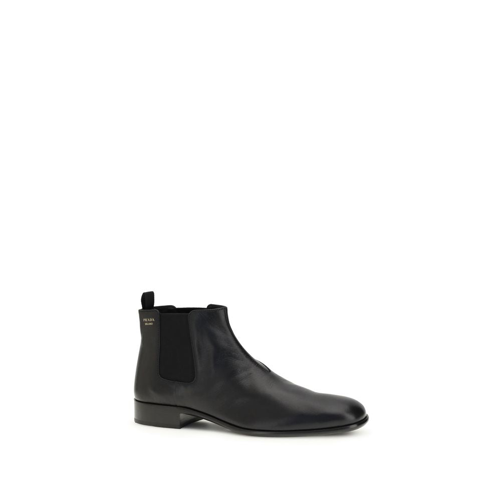 Prada Black Goatskin Ankle Boots - Side view